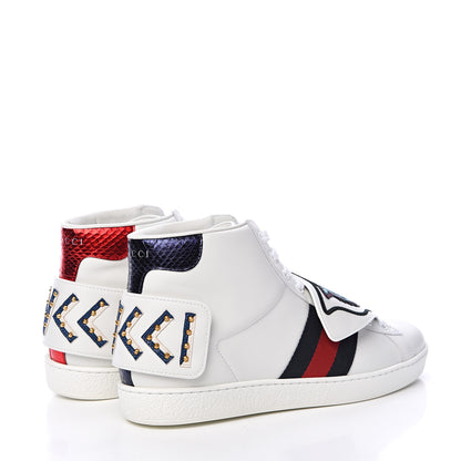 Gucci Calfskin Ayers Embroidered Web Mens Ace Removable Patches High Top Sneakers 8.5 White 4 of 7