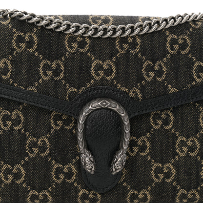 Gucci Jacquard Black Denim GG Monogram Mini Dionysus Chain Wallet Black Ivory 7 of 9