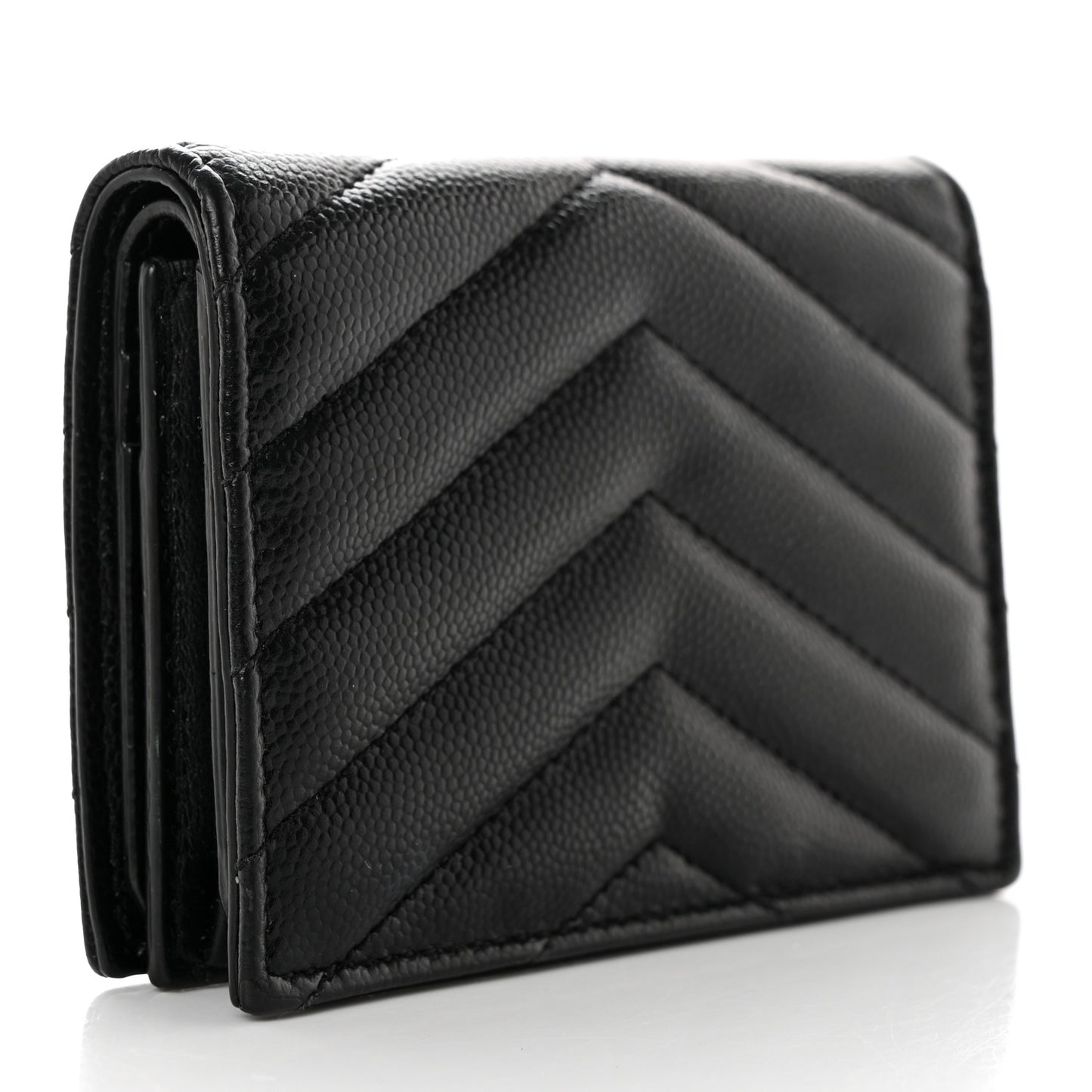 Grain De Poudre Matelasse Chevron Monogram Card Case Black