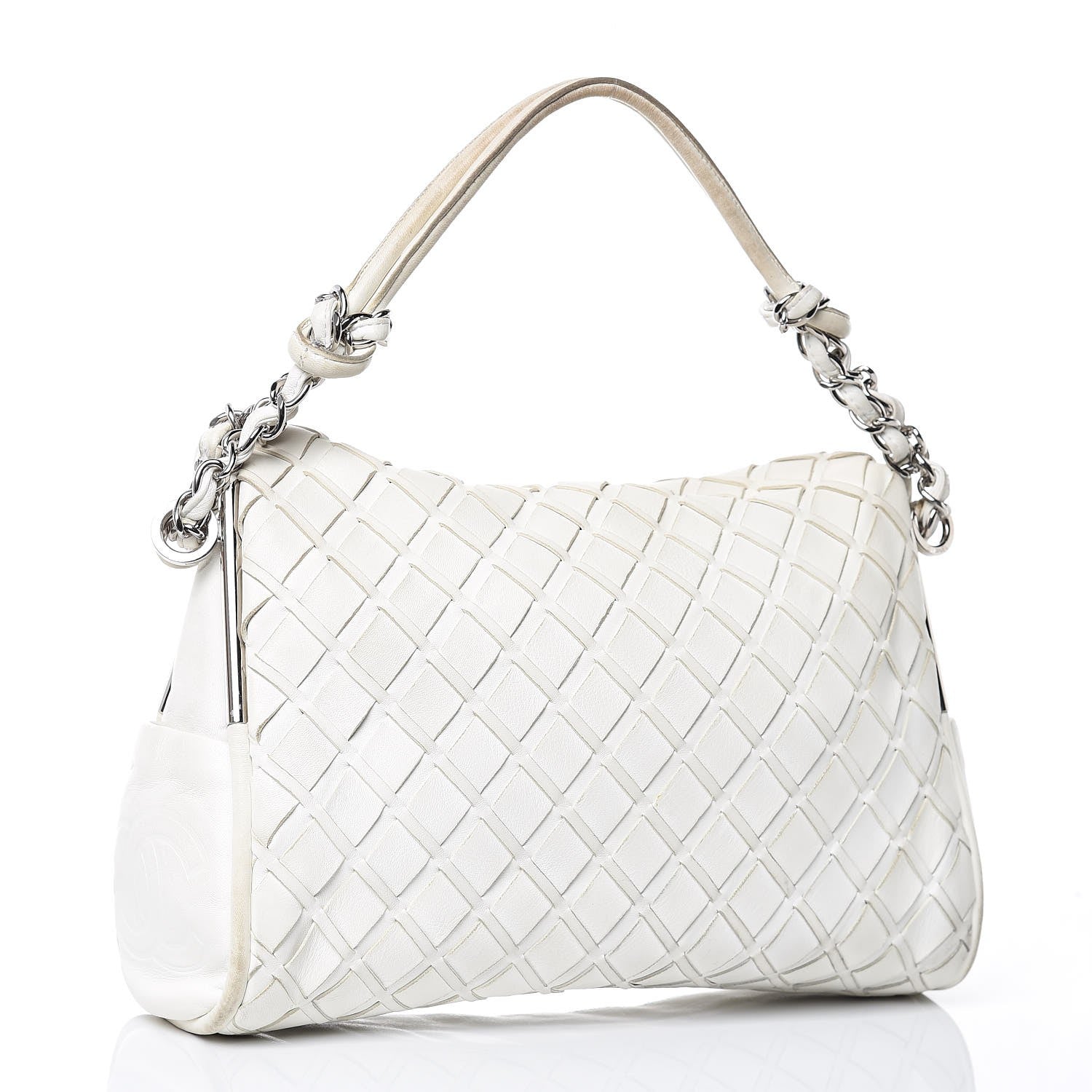 Chanel Lambskin Woven Medium Ultimate Soft Sombrero Hobo White 3 of 20