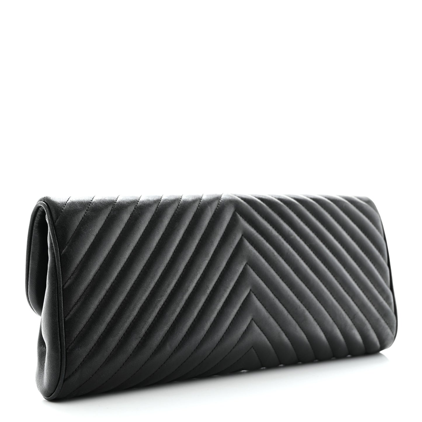 Lambskin Chevron Evening Clutch Black