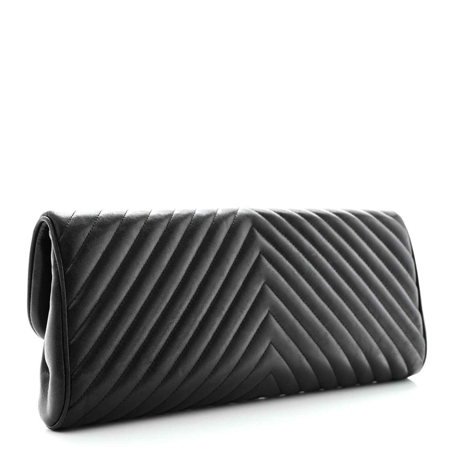 Chanel Lambskin Chevron Evening Clutch Black 3 of 13