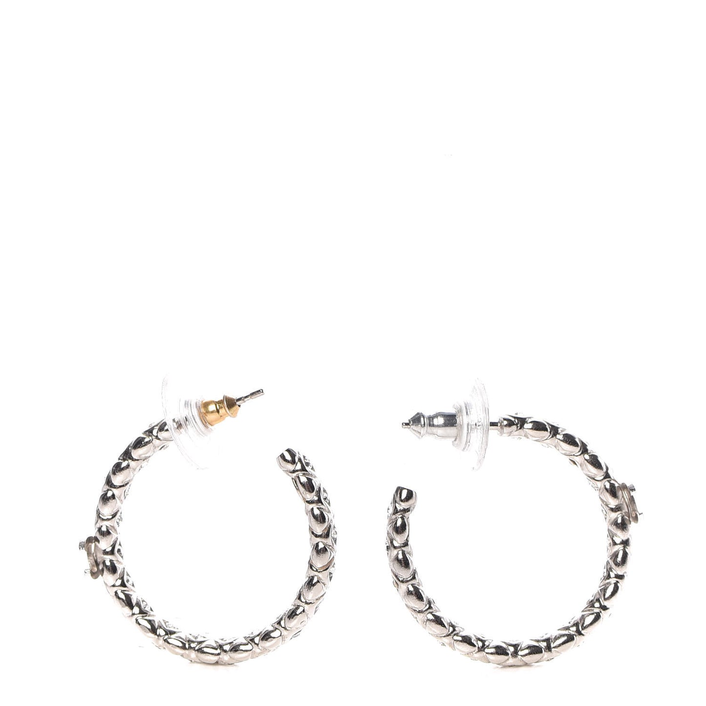 Crystal CC Hoop Earrings Silver