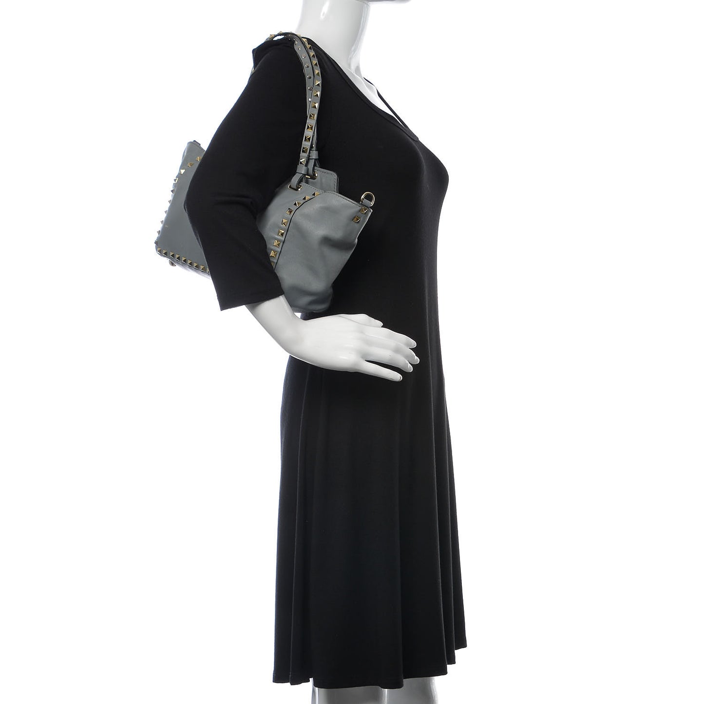 Vitello Small Rockstud Tote Grey