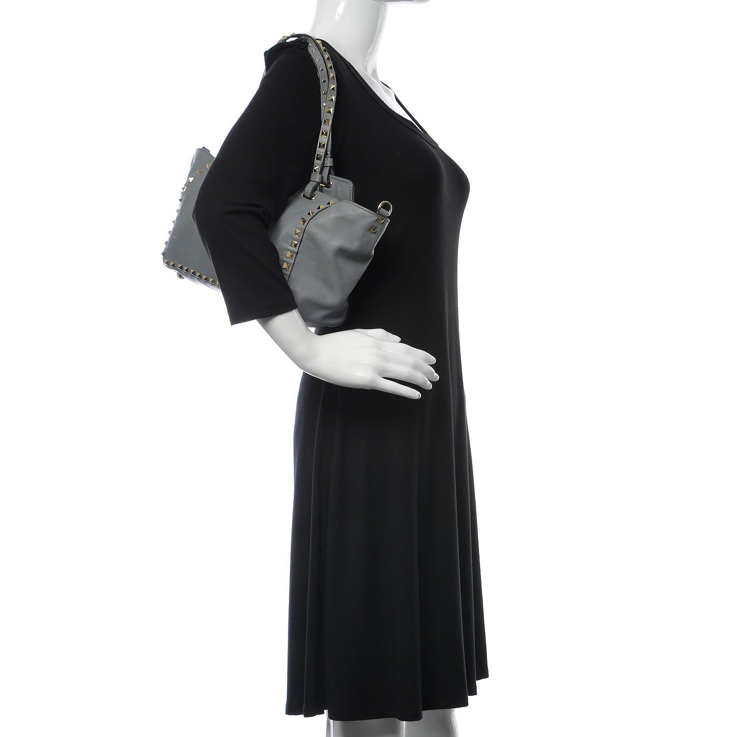 Valentino Garavani Vitello Small Rockstud Tote Grey 2 of 22