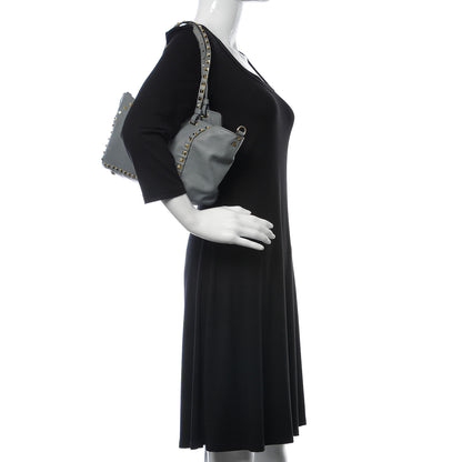 Valentino Garavani Vitello Small Rockstud Tote Grey 2 of 22