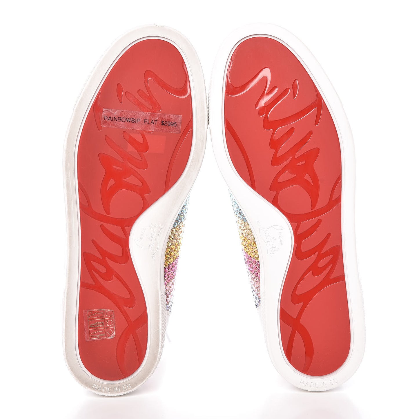 Veau Velours Calfskin Crystal Womens Rainbowbip Flat Sneakers 36 Version Multi