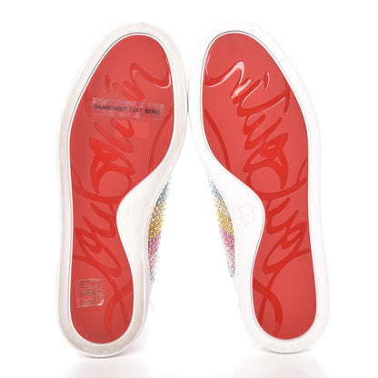 Christian Louboutin Veau Velours Calfskin Crystal Womens Rainbowbip Flat Sneakers 36 Version Multi 5 of 14