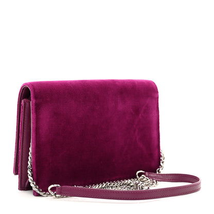 Saint Laurent Velvet Crystal Monogram Kate Tassel Chain Wallet 3 of 10