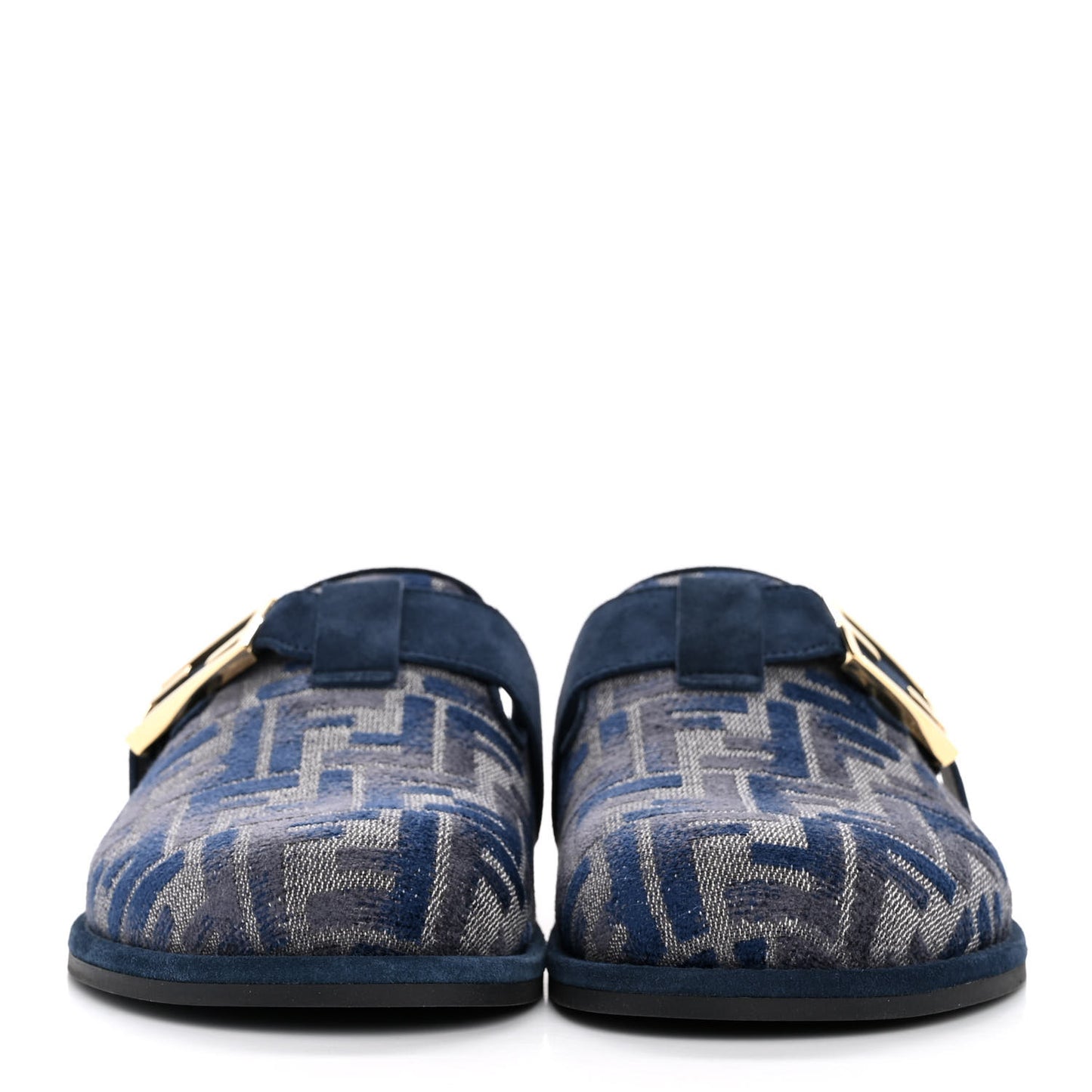 Woven Fabric FF Fendi Feel Mules 37 Grigio Blue Midnight Blue