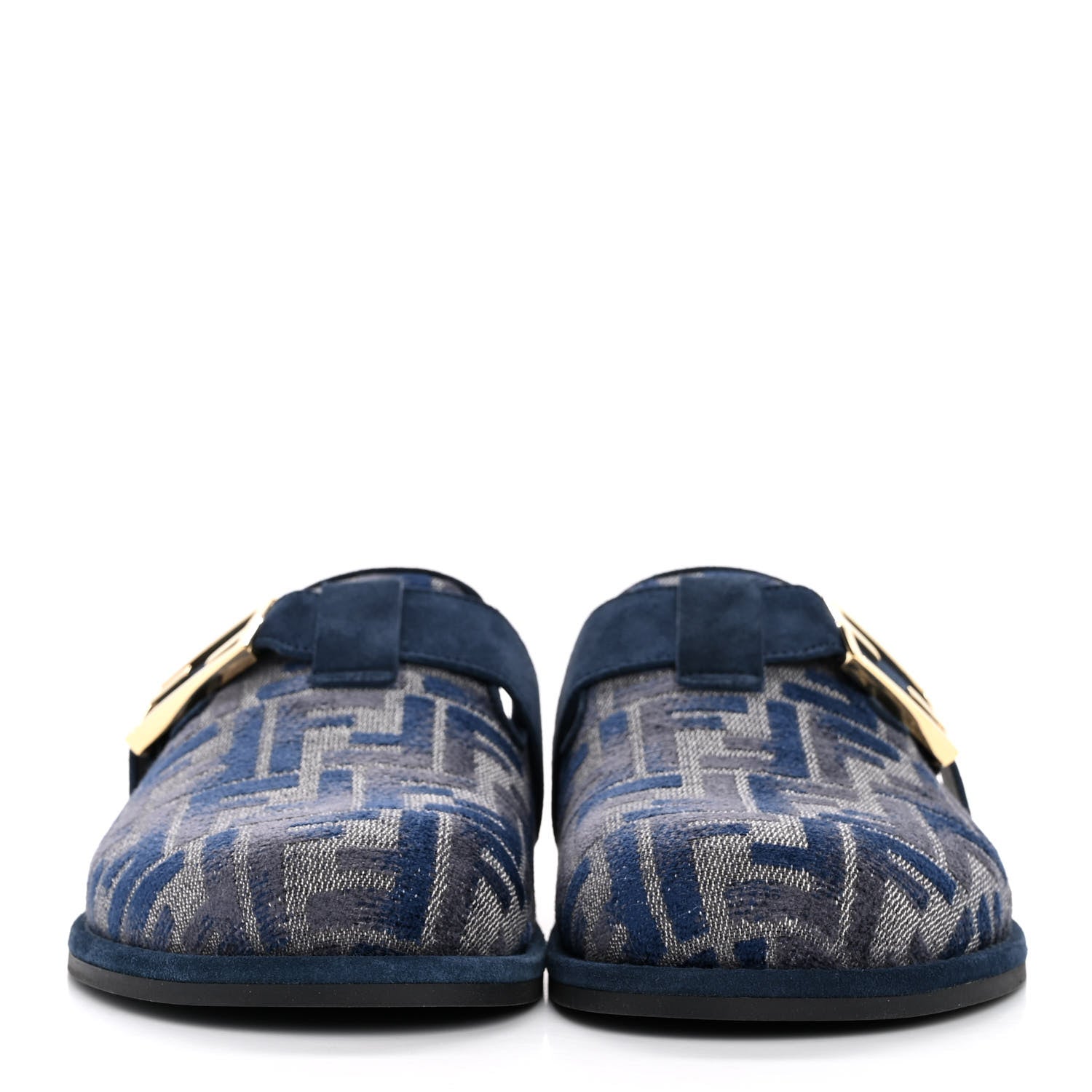 Fendi Woven Fabric FF Fendi Feel Mules 37 Grigio Blue Midnight Blue 3 of 10