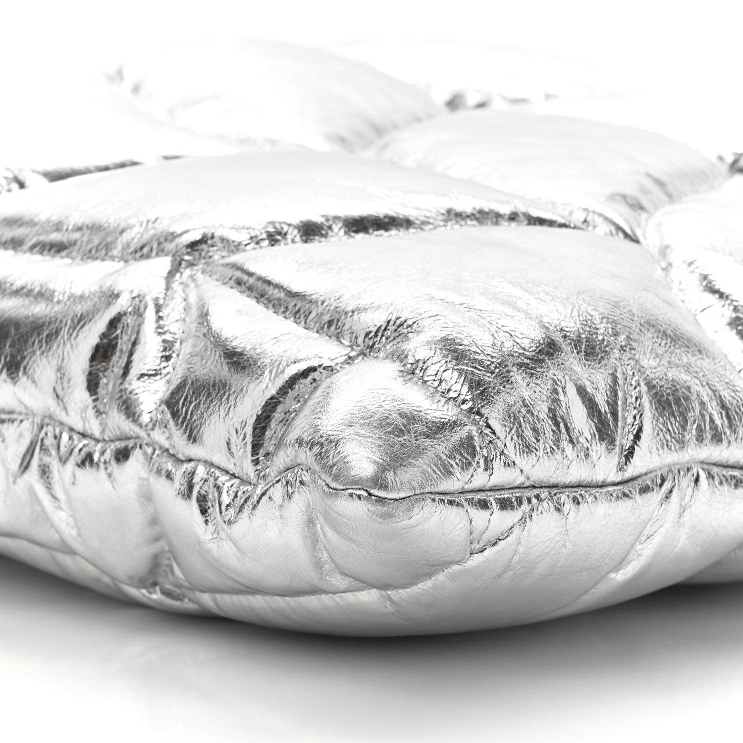Mulberry Metallic Crinkled Calfskin Pillow Quilted Softie Clutch Silver 9 of 9