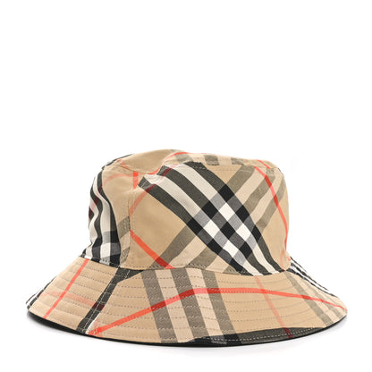 Burberry Cotton Gabardine Vintage Check Reversible Bucket Hat L Black Sand 1 of 15