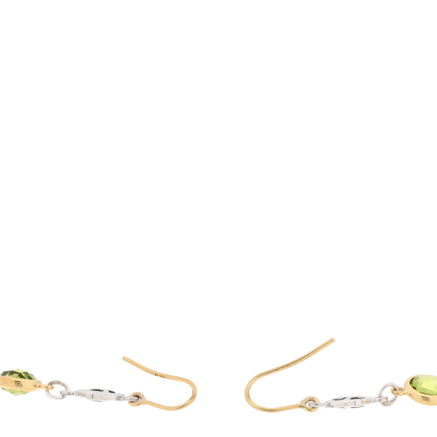 David Yurman Sterling Silver 18K Yellow Gold Peridot DY Logo Drop Earrings 3 of 4