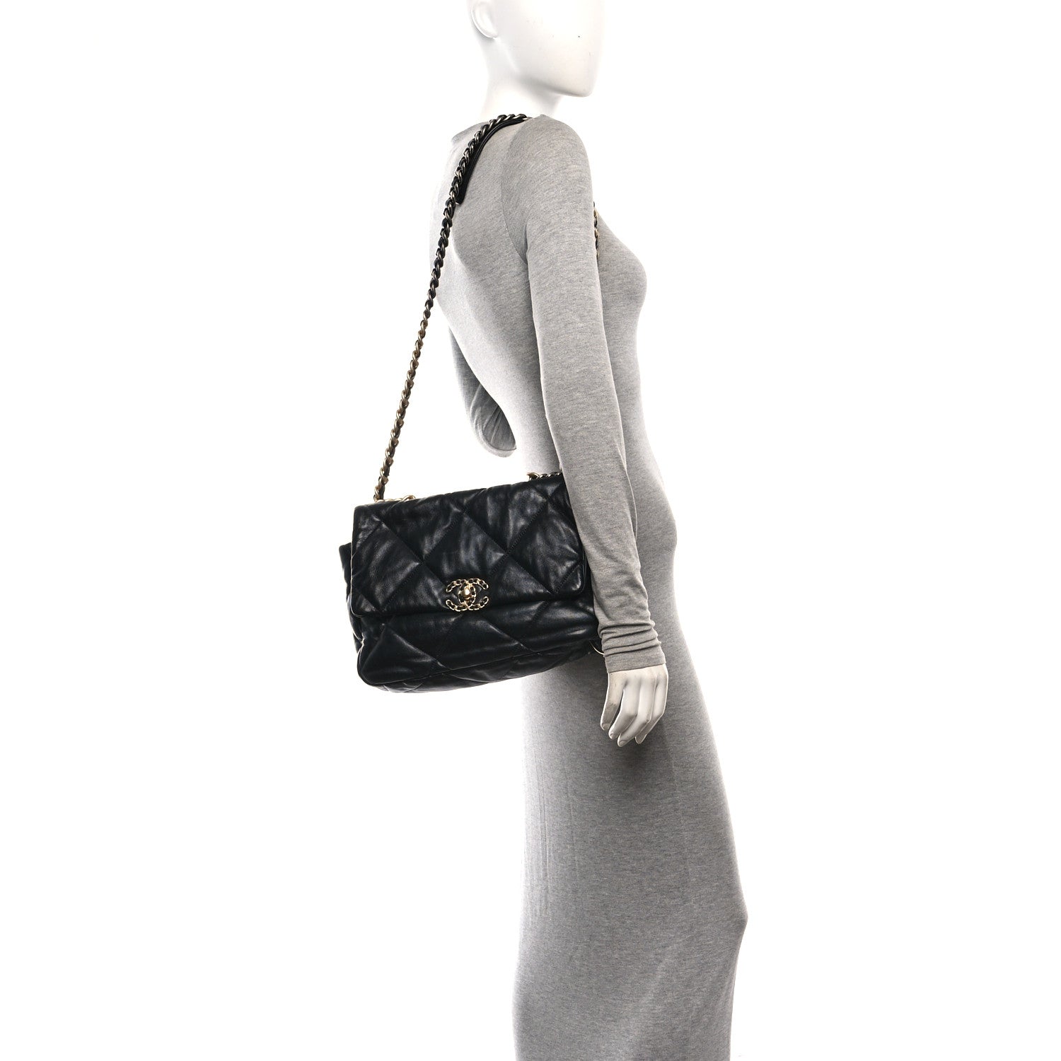 Chanel Lambskin Quilted Large Chanel 19 Flap Black Black 2 of 10