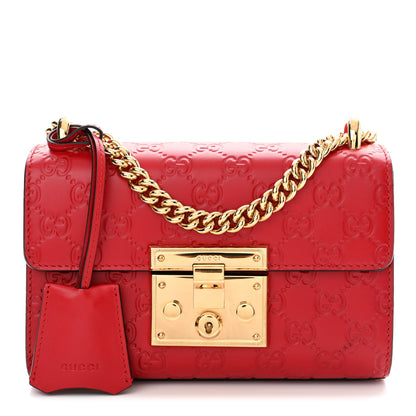 Gucci Guccissima Small Padlock Shoulder Bag Hibiscus Red 1 of 13