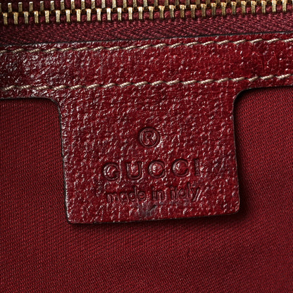 Gucci Canvas Horsebit Print Piston Lock Tote Red 6 of 10