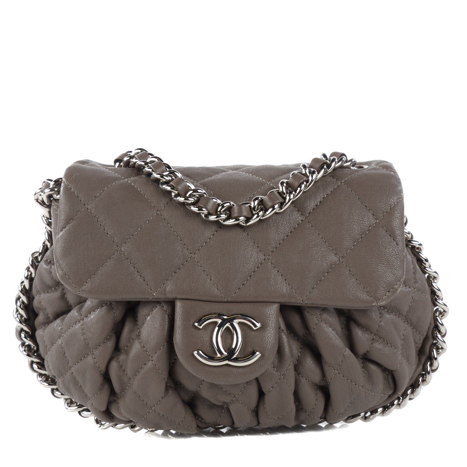 Chanel Washed Lambskin Quilted Mini Chain Around Messenger Grey 1 of 7