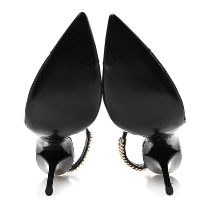 Gucci Tela Retino Patent Signoria Slingback Pumps 38 Black 6 of 8