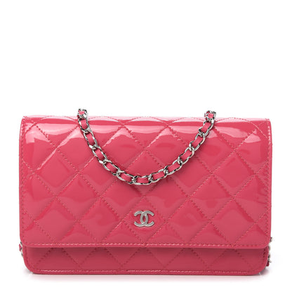 Chanel Patent Quilted Wallet On Chain WOC Fuchsia 1 of 11