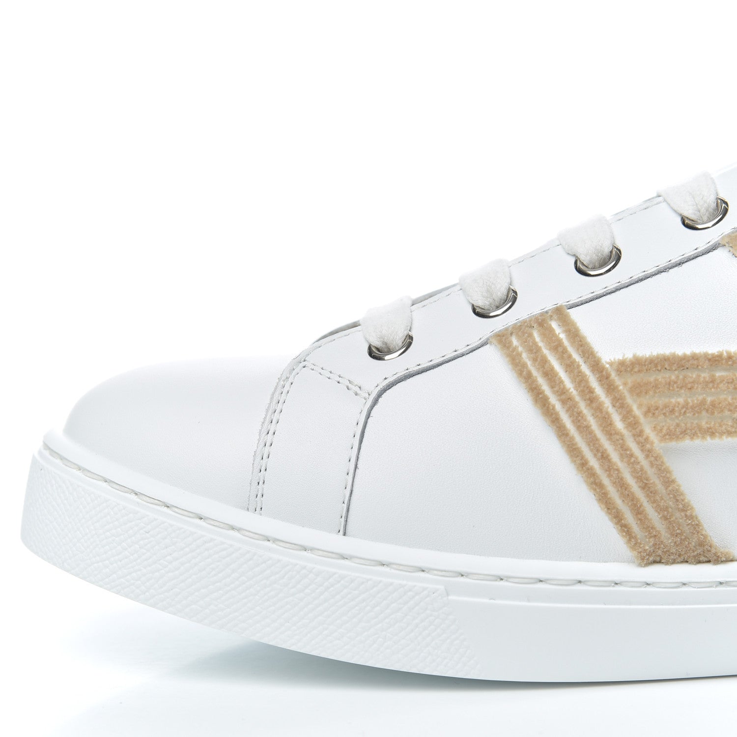 Hermes Calfskin Woolskin Womens Advantage Sneakers 38.5 White 10 of 12
