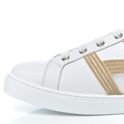 Hermes Calfskin Woolskin Womens Advantage Sneakers 38.5 White 10 of 12