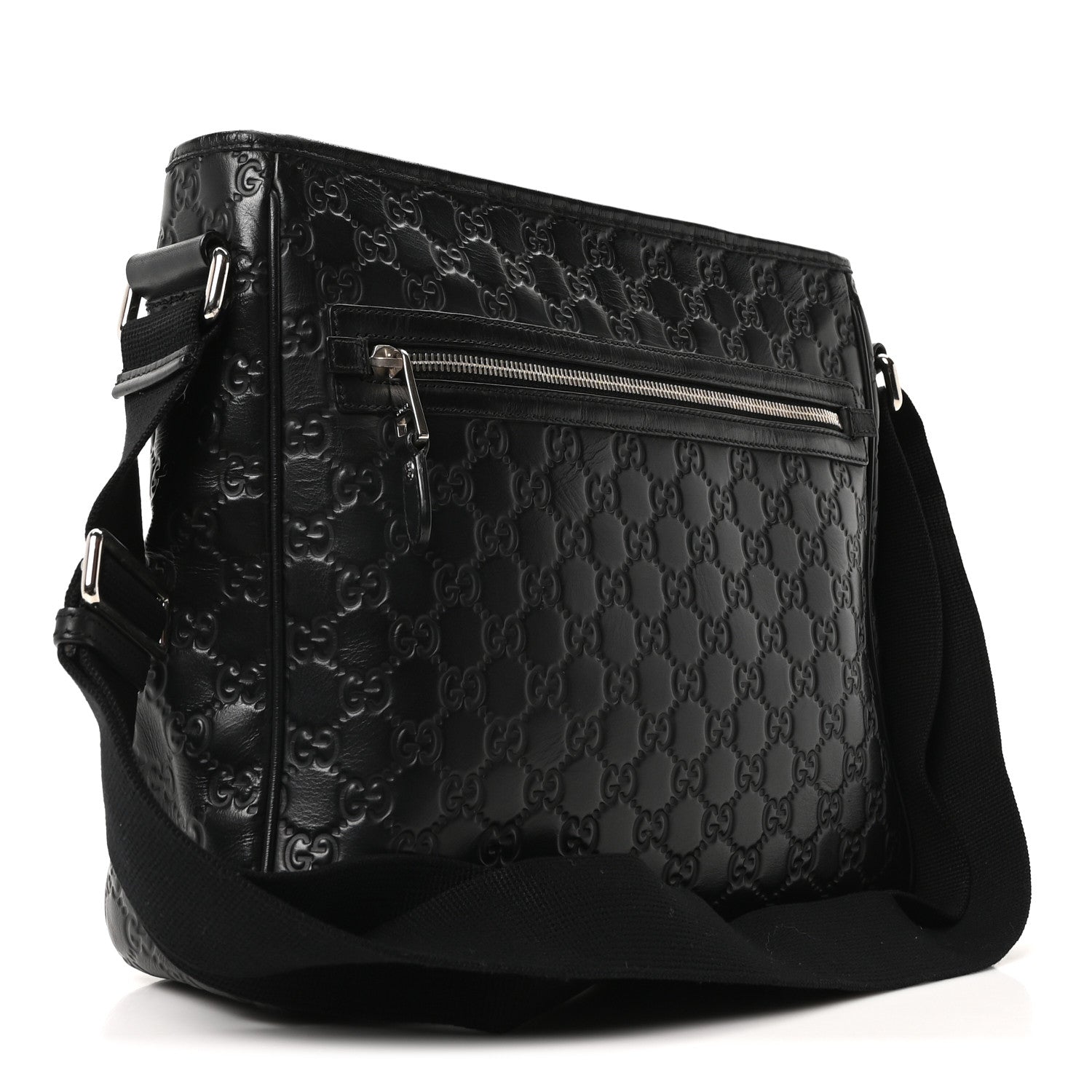 Gucci Guccissima Flat Messenger Bag Black 3 of 10