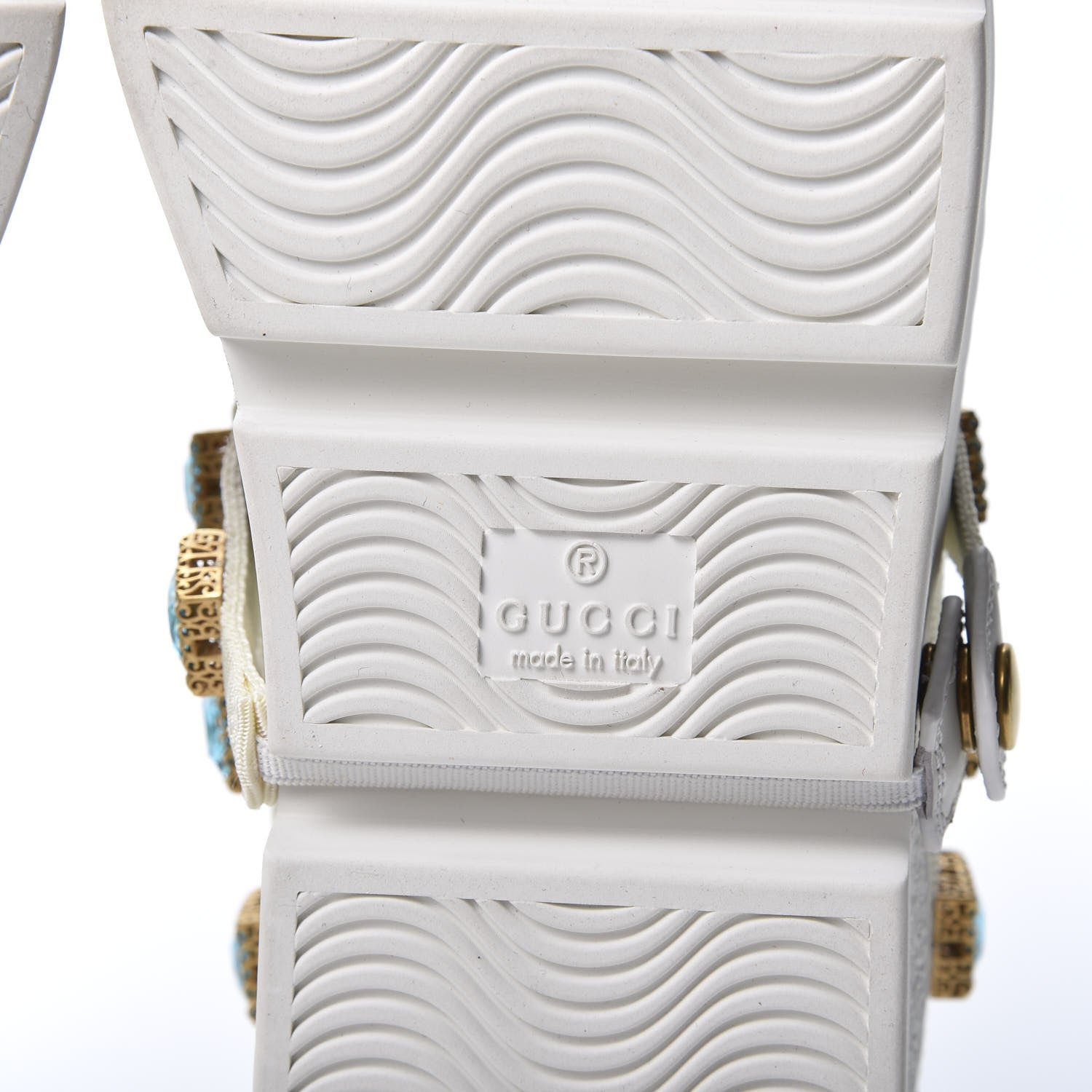 Gucci Calfskin Removable Crystals Bee Embroidered Womens Ace Platform Sneakers 36.5 White 10 of 11