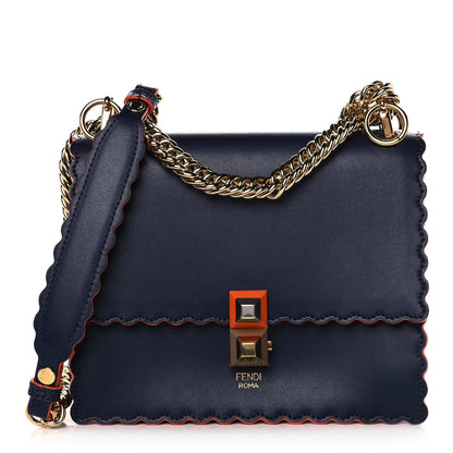 Fendi Vitello Liberty Scalloped Studded Small Kan I Shoulder Bag Blueberry 1 of 11