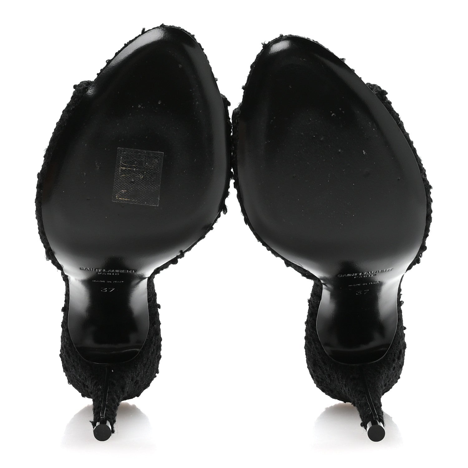 Saint Laurent Boucle Tweed La 16 95 Mule Sandals 37 Black 6 of 9