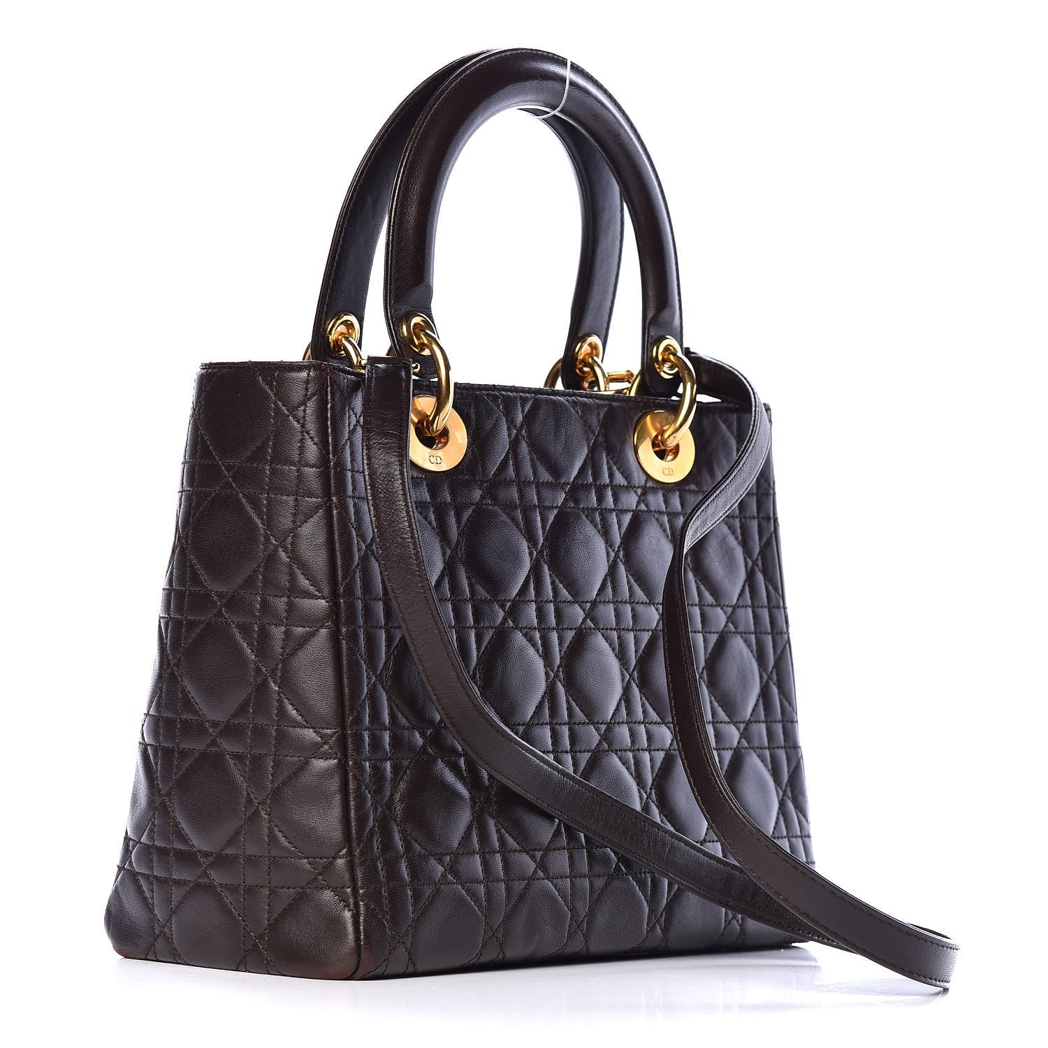 Christian Dior Lambskin Cannage Medium Lady Dior Dark Brown 3 of 18