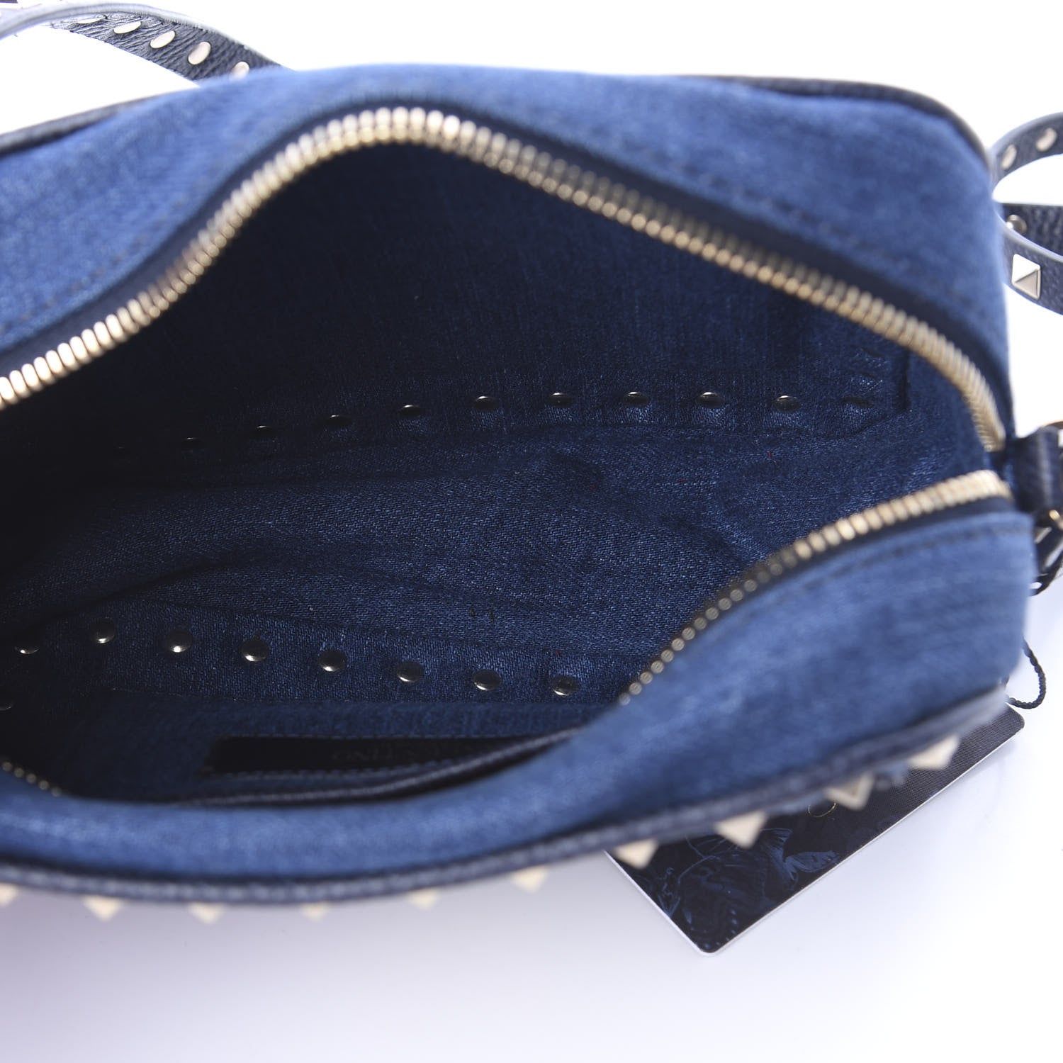 Valentino Garavani Denim Butterfly Embroidered Rockstud Camera Crossbody Bag Light Denim Multicolor 5 of 9