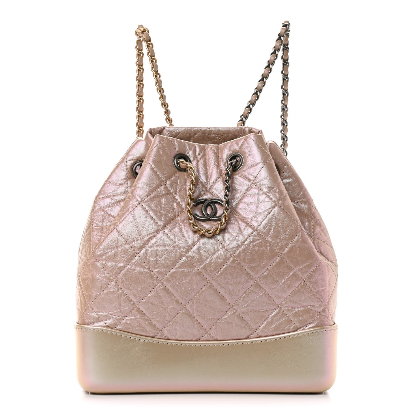 Iridescent Lambskin Calfskin Small Quilted Gabrielle Backpack Light Pink