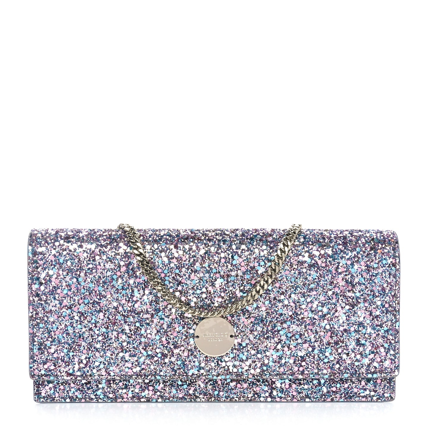 Glitter Clutch With Chain Bubblegum Mix
