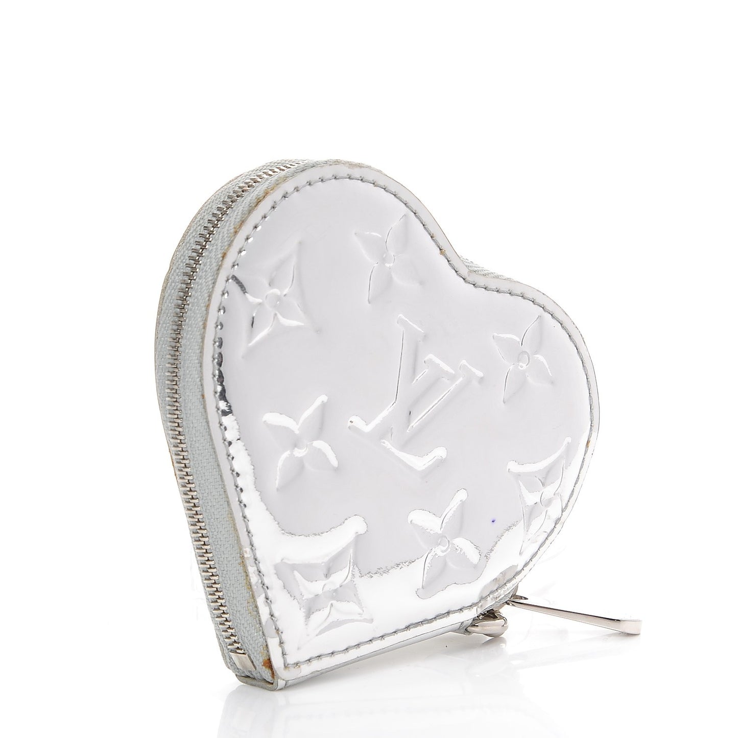 Monogram Miroir Heart Coin Purse Silver
