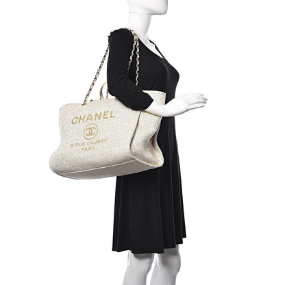 Chanel Canvas Medium Deauville Tote Light Beige 2 of 10