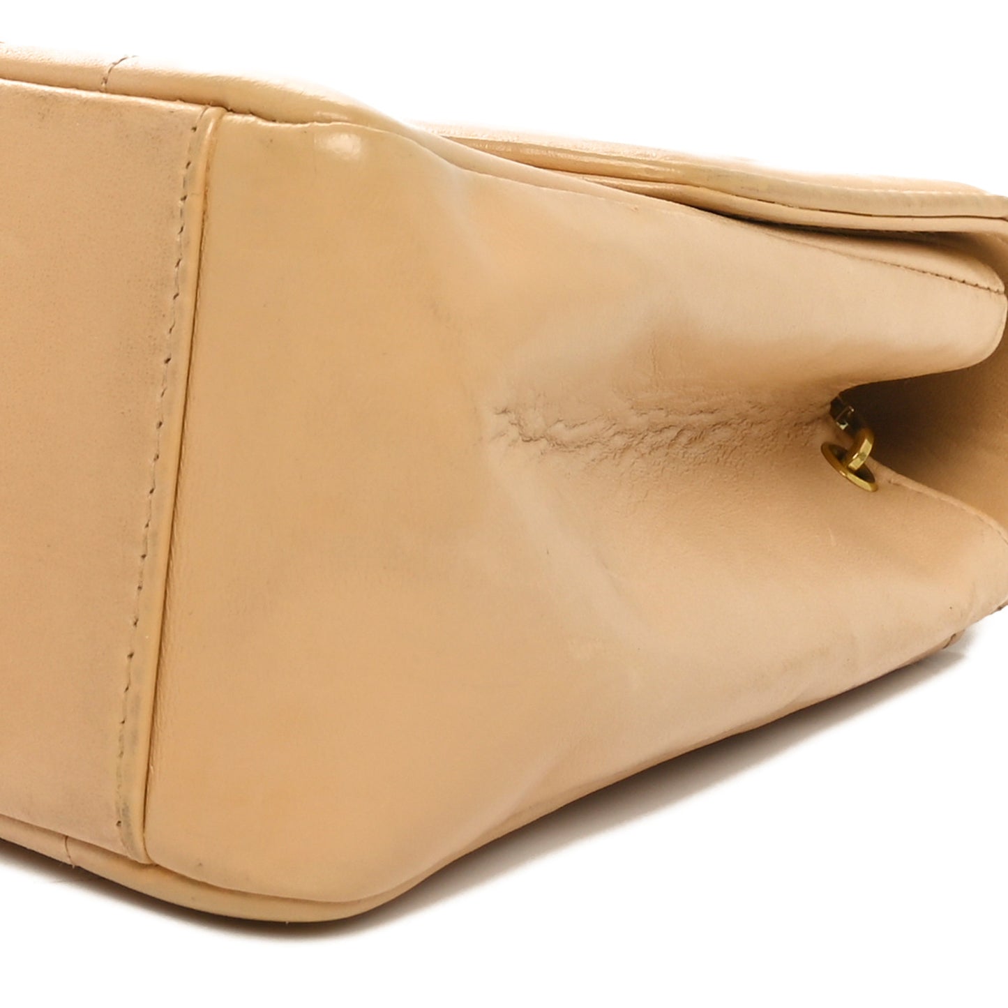 Lambskin Quilted Medium Single Flap Beige