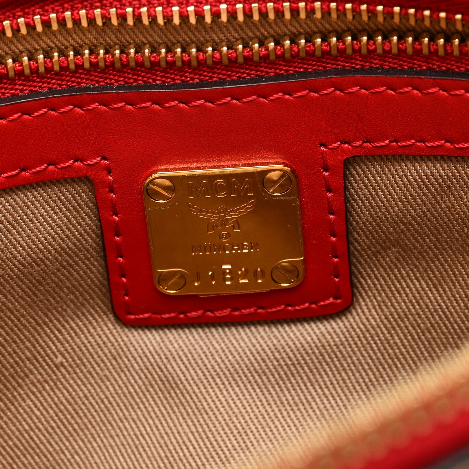 MCM Visetos Original Medium Pouch Cognac Red 6 of 8