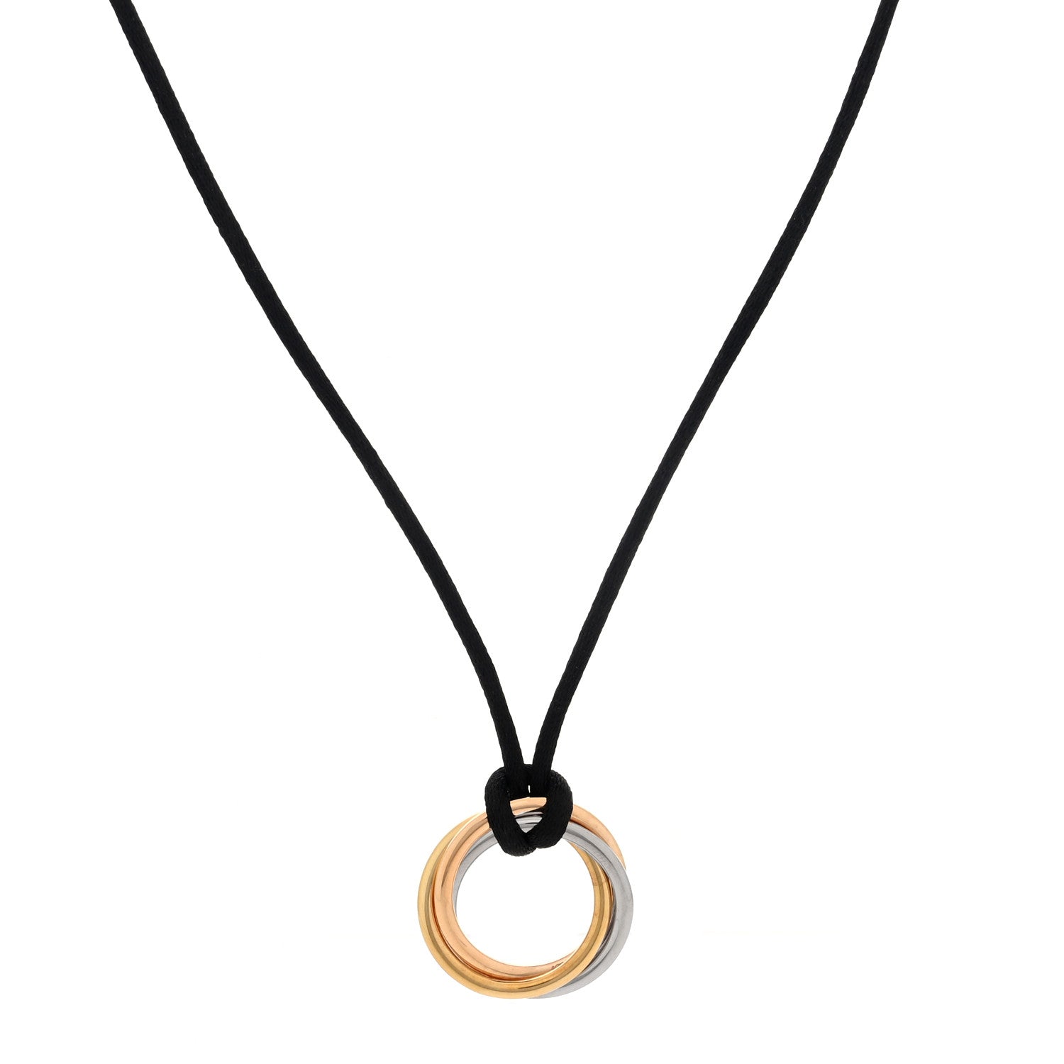 Cartier 18K Pink Yellow White Gold Trinity Cord Necklace 1 of 6