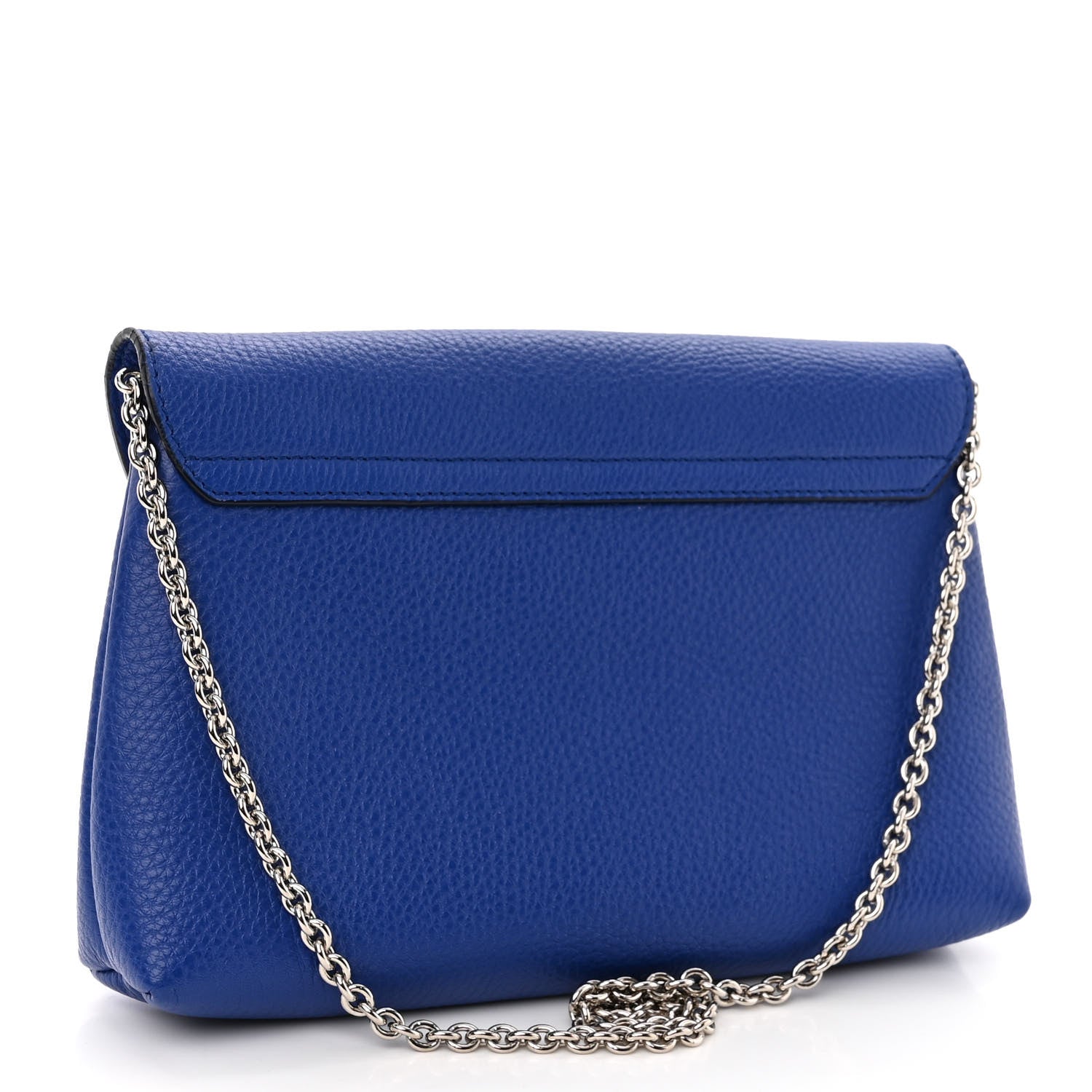 Salvatore Ferragamo Grained Calfskin Gancini Chain Shoulder Bag Blue 3 of 9