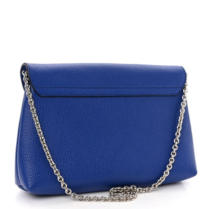 Salvatore Ferragamo Grained Calfskin Gancini Chain Shoulder Bag Blue 3 of 9