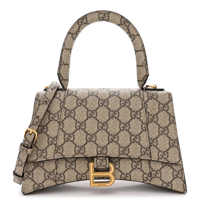 Balenciaga X GUCCI GG Supreme Monogram Small Hourglass Top Handle Bag Beige Ebony 1 of 12