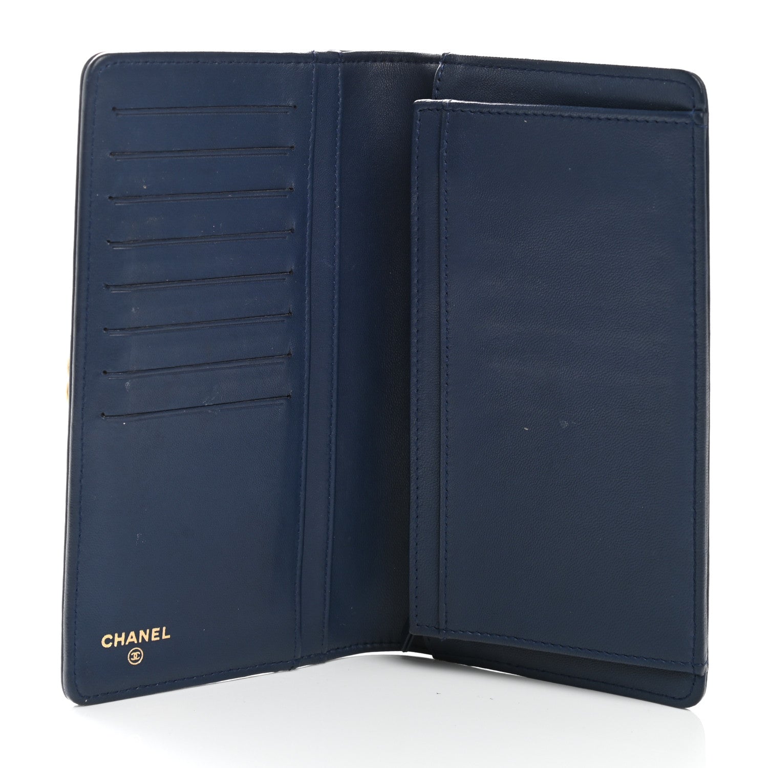 Chanel Lambskin Quilted Boy Yen Wallet Navy 5 of 9
