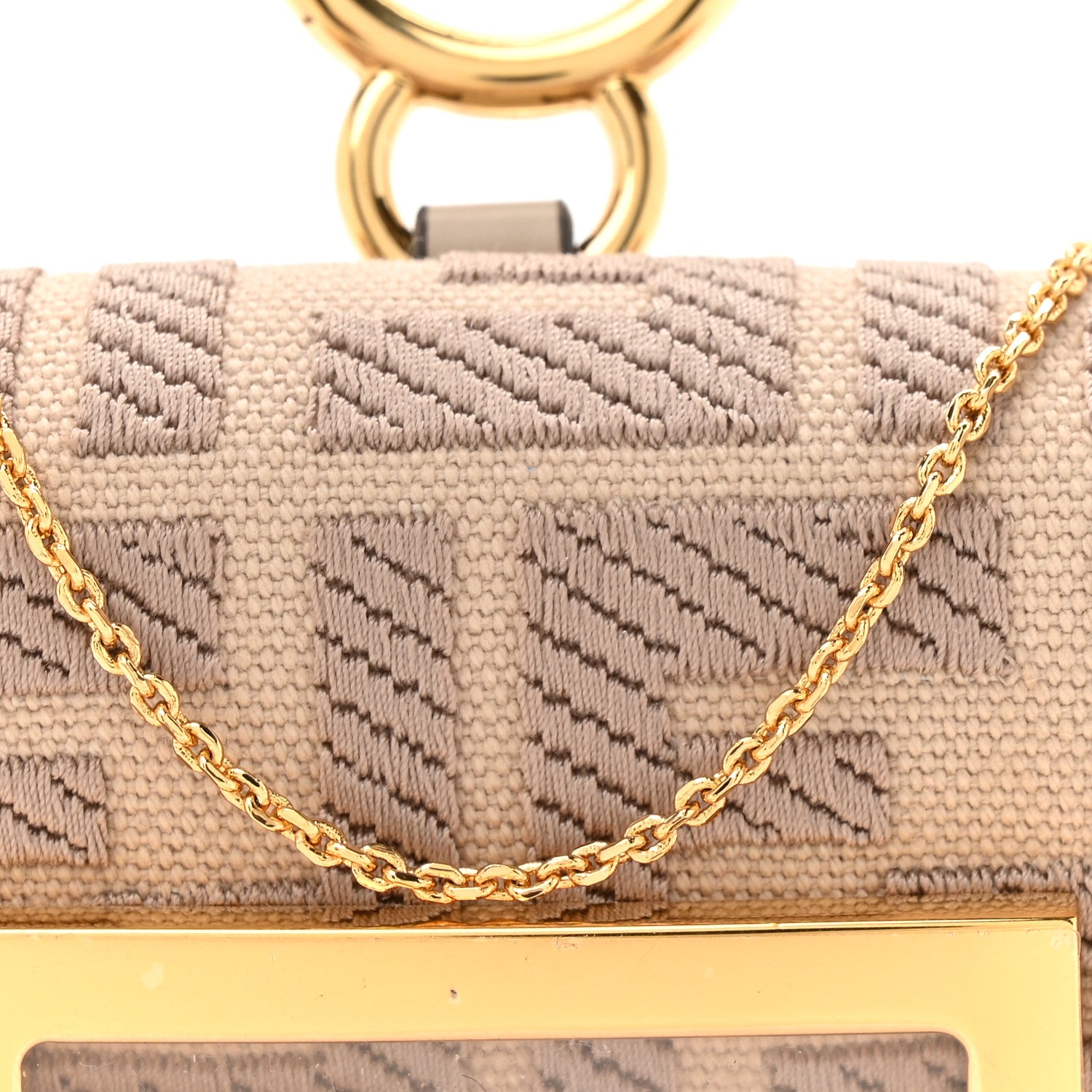 Fendi Canvas Vitello King FF Embroidered Nano Maxi Buckle Baguette Charm Nuvola 8 of 10