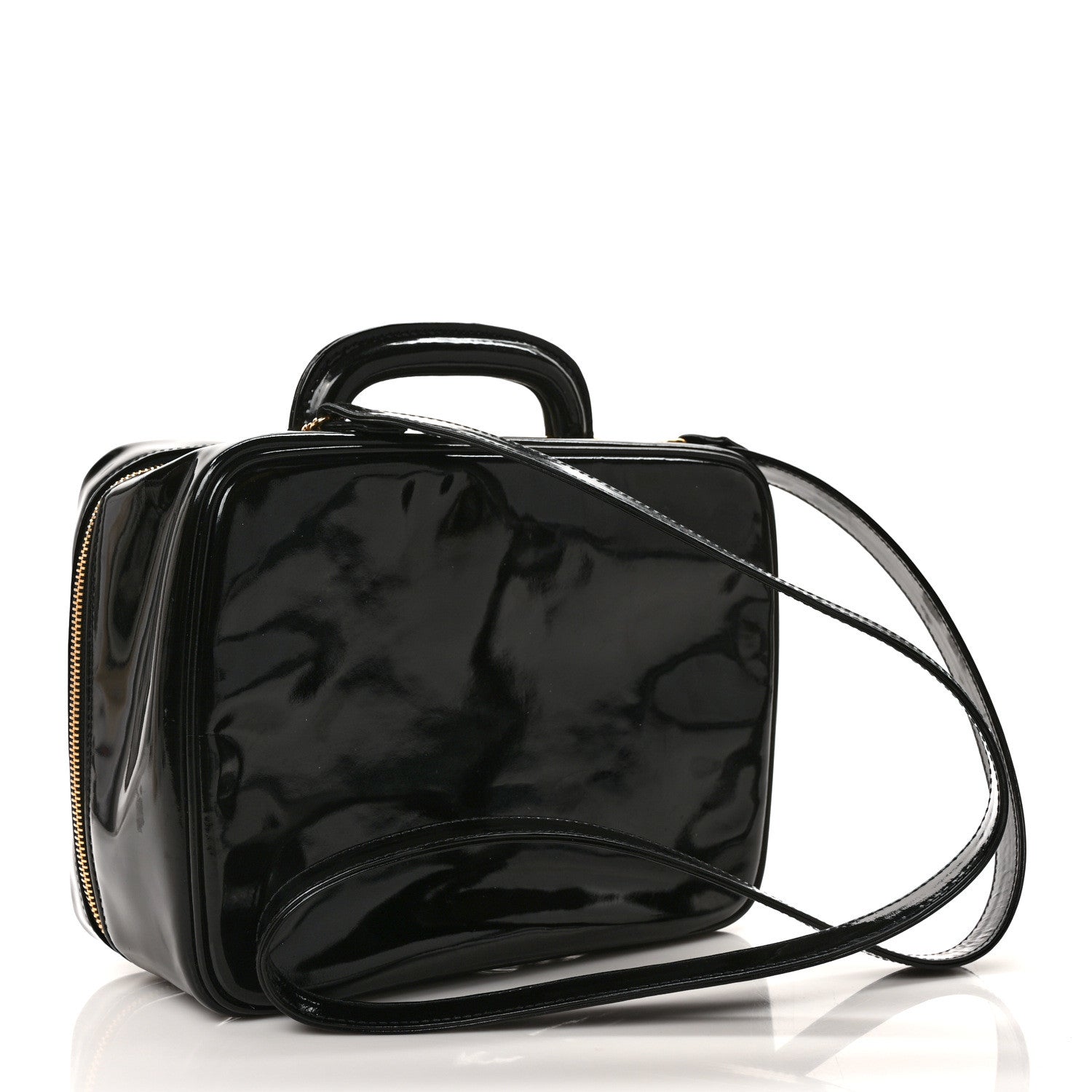 Chanel Patent CC Vanity Cosmetic Case Black 3 of 9