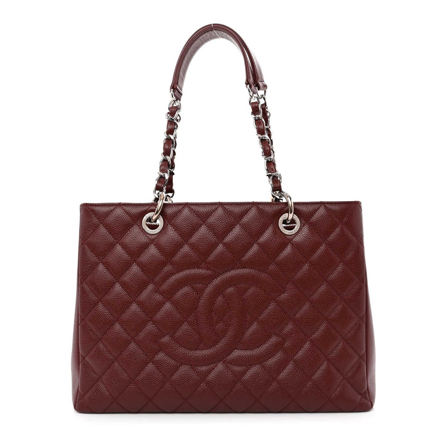 Caviar Quilted Grand Shopping Tote GST Burgundy