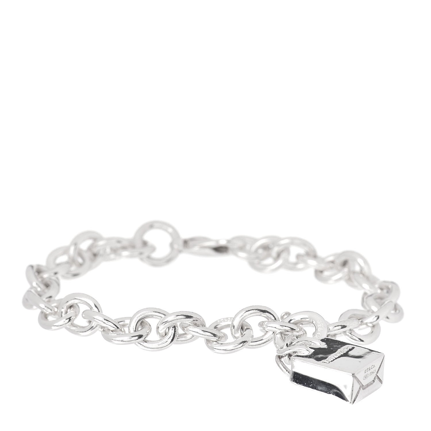 Tiffany Sterling Silver Shopping Bag Charm Bracelet 1 of 4