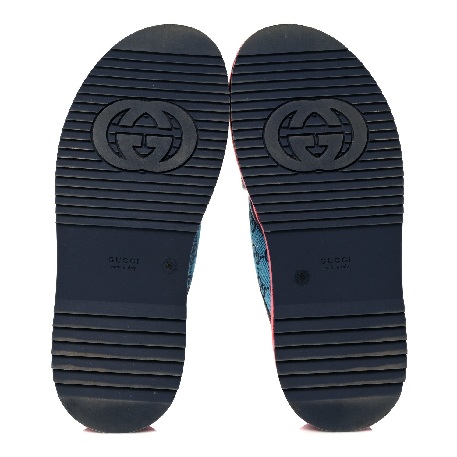 Gucci Monogram Multicolor Criss Cross Platform Slide Sandals 39 Light Blue Blue Pink Red 5 of 9