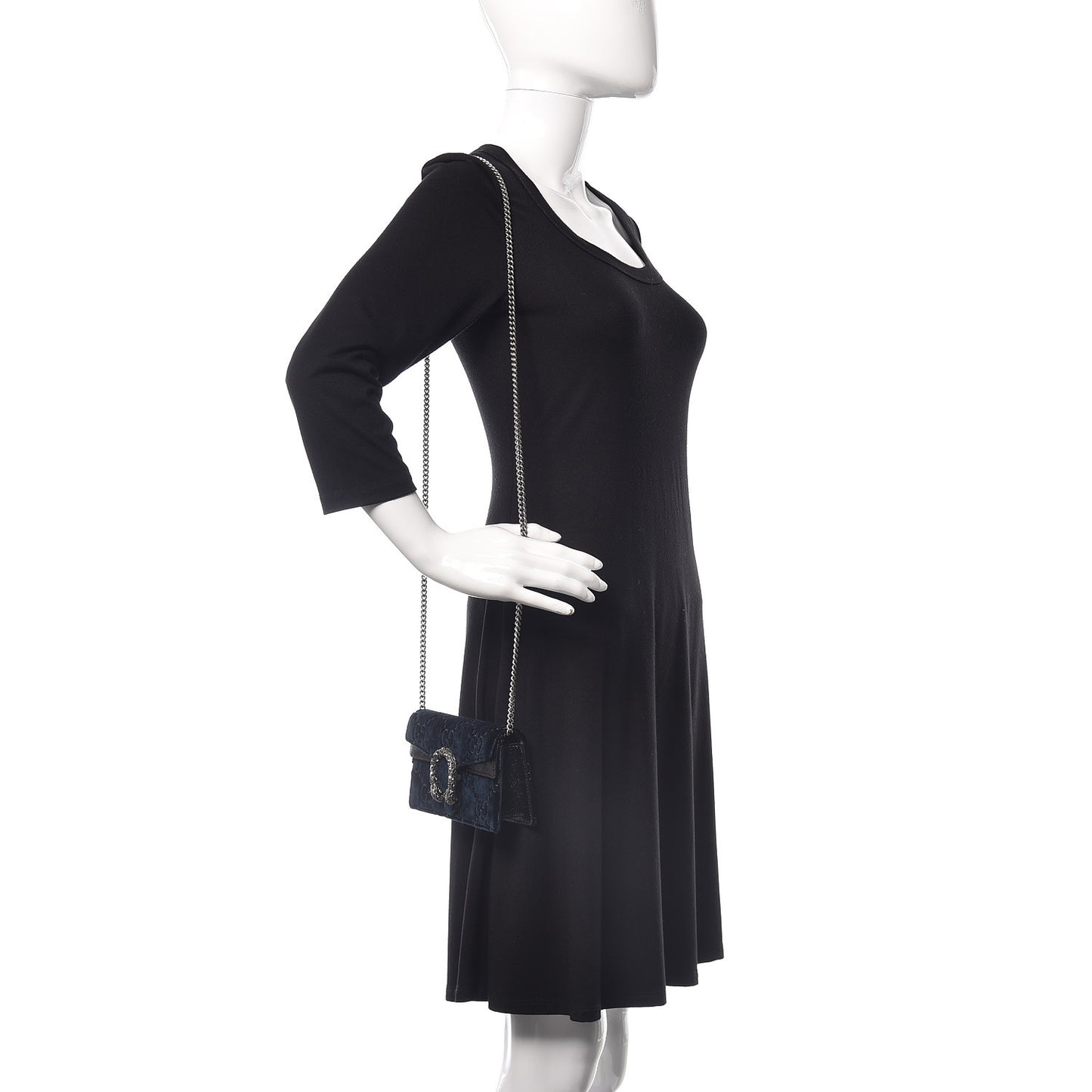 Velvet GG Monogram Super Mini Dionysus Shoulder Bag Black