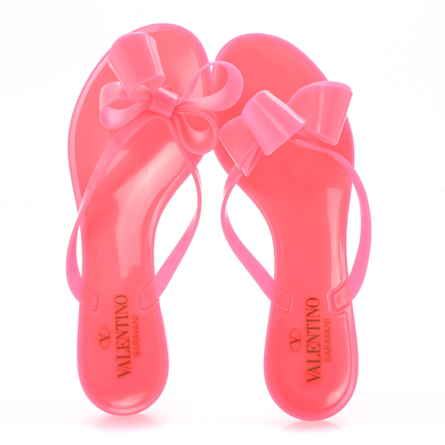 PVC Jelly Bow Thong Sandals 38 Fuxia Fluo